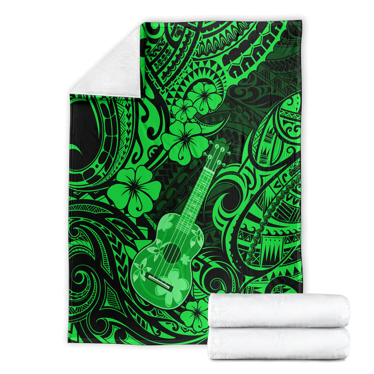 Hawaii Ukulele Blanket Polynesian Pattern Green Version LT01 - Polynesian Pride