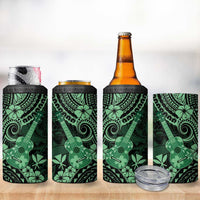 Hawaii Ukulele 4 in 1 Can Cooler Tumbler Polynesian Pattern Green Version