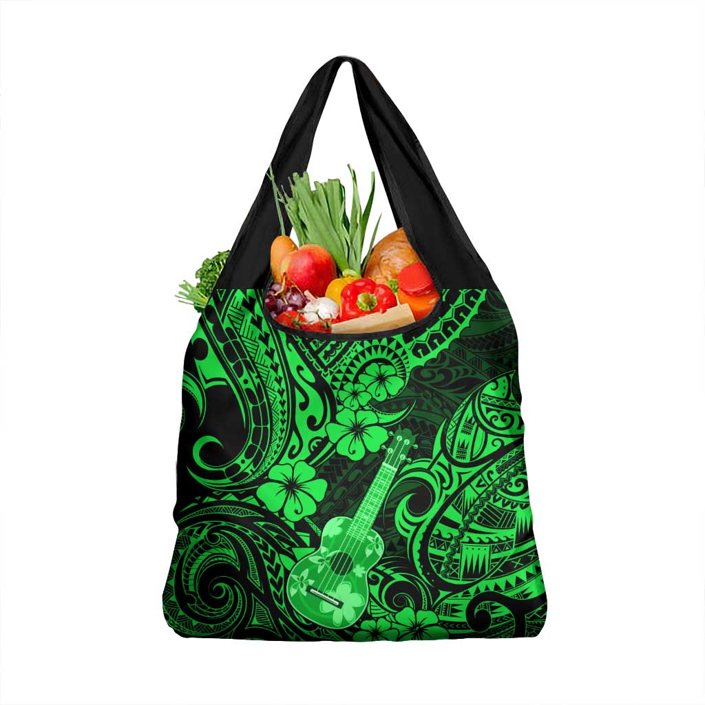 Hawaii Ukulele Grocery Bag Polynesian Pattern Green Version LT01 1-pack One Size Green - Polynesian Pride