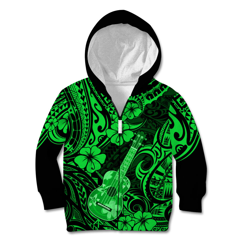 Hawaii Ukulele Kid Hoodie Polynesian Pattern Green Version LT01 - Polynesian Pride
