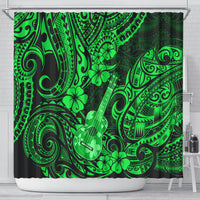 Hawaii Ukulele Shower Curtain Polynesian Pattern Green Version LT01 - Polynesian Pride