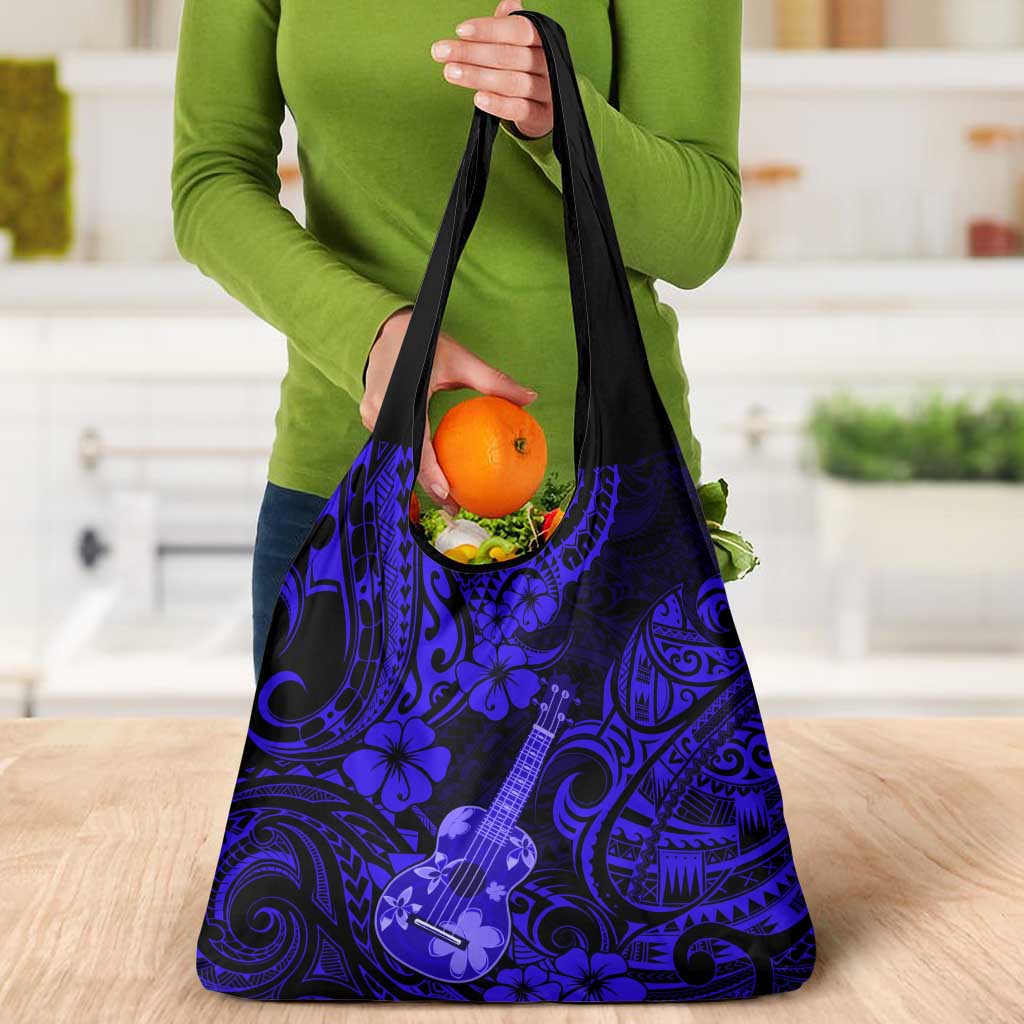 Hawaii Ukulele Grocery Bag Polynesian Pattern Navy Blue Version LT01 - Polynesian Pride