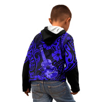 Hawaii Ukulele Kid Hoodie Polynesian Pattern Navy Blue Version LT01 - Polynesian Pride