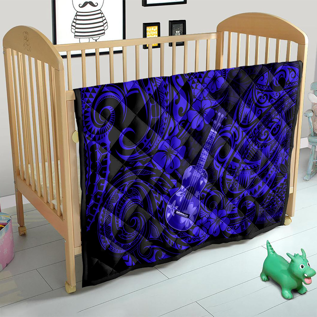 Hawaii Ukulele Quilt Polynesian Pattern Navy Blue Version LT01 - Polynesian Pride