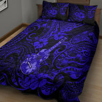 Hawaii Ukulele Quilt Bed Set Polynesian Pattern Navy Blue Version LT01 - Polynesian Pride