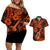 Hawaii Ukulele Couples Matching Off Shoulder Short Dress and Hawaiian Shirt Polynesian Pattern Orange Version LT01 Orange - Polynesian Pride