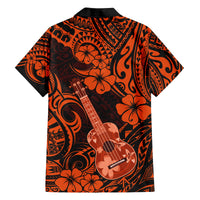 Hawaii Ukulele Family Matching Off Shoulder Maxi Dress and Hawaiian Shirt Polynesian Pattern Orange Version LT01 - Polynesian Pride