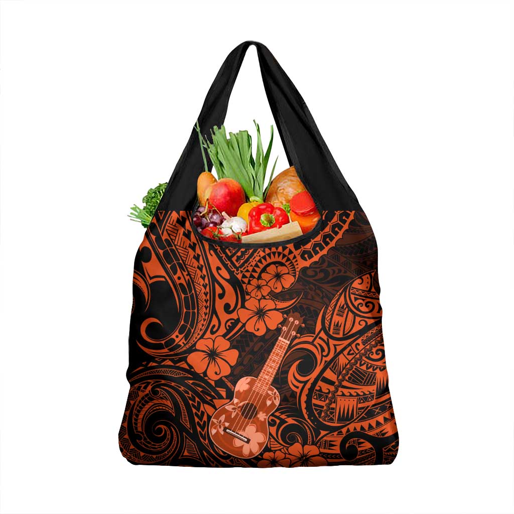 Hawaii Ukulele Grocery Bag Polynesian Pattern Orange Version LT01 1-pack One Size Orange - Polynesian Pride