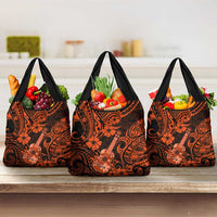 Hawaii Ukulele Grocery Bag Polynesian Pattern Orange Version LT01 3-pack One Size Orange - Polynesian Pride