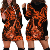 Hawaii Ukulele Hoodie Dress Polynesian Pattern Orange Version LT01 - Polynesian Pride