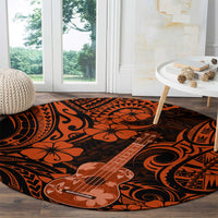 Hawaii Ukulele Round Carpet Polynesian Pattern Orange Version LT01 - Polynesian Pride