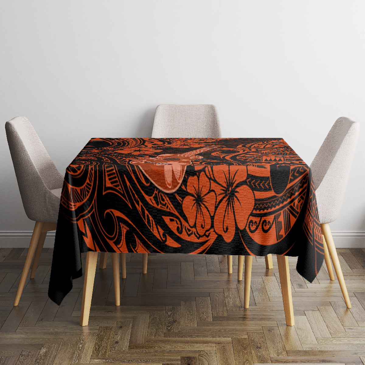 Hawaii Ukulele Tablecloth Polynesian Pattern Orange Version LT01 - Polynesian Pride