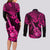 Hawaii Ukulele Couples Matching Long Sleeve Bodycon Dress and Long Sleeve Button Shirts Polynesian Pattern Pink Version LT01 - Polynesian Pride