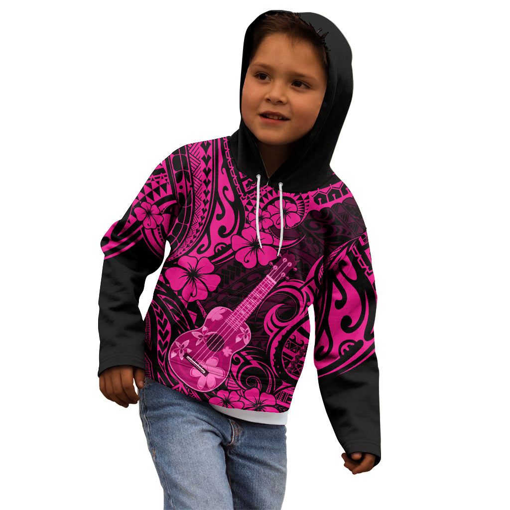 Hawaii Ukulele Kid Hoodie Polynesian Pattern Pink Version LT01 - Polynesian Pride