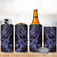 Hawaii Ukulele 4 in 1 Can Cooler Tumbler Polynesian Pattern Purple Version