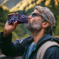 Hawaii Ukulele 4 in 1 Can Cooler Tumbler Polynesian Pattern Purple Version