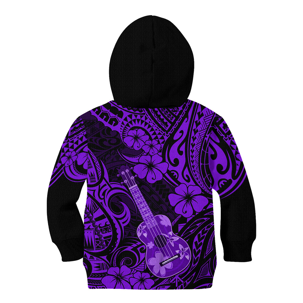 Hawaii Ukulele Kid Hoodie Polynesian Pattern Purple Version LT01 - Polynesian Pride