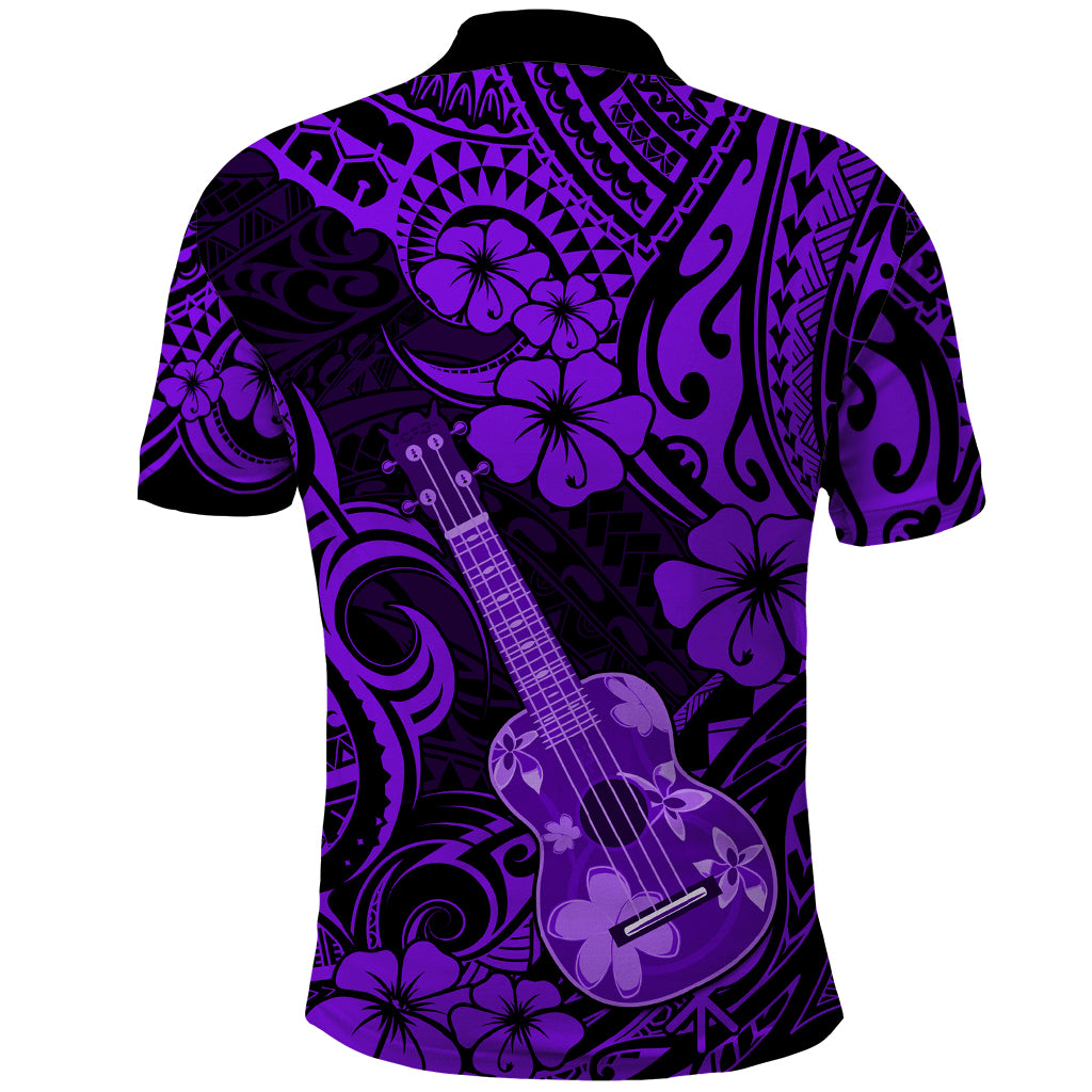 Hawaii Ukulele Polo Shirt Polynesian Pattern Purple Version LT01 - Polynesian Pride