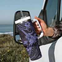Hawaii Ukulele Tumbler With Handle Polynesian Pattern Purple Version