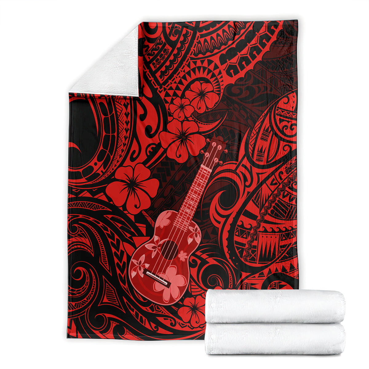 Hawaii Ukulele Blanket Polynesian Pattern Red Version LT01 - Polynesian Pride