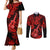 Hawaii Ukulele Couples Matching Mermaid Dress and Long Sleeve Button Shirts Polynesian Pattern Red Version LT01 Red - Polynesian Pride