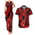 Hawaii Ukulele Couples Matching Tank Maxi Dress and Hawaiian Shirt Polynesian Pattern Red Version LT01 Red - Polynesian Pride