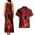 Hawaii Ukulele Couples Matching Tank Maxi Dress and Hawaiian Shirt Polynesian Pattern Red Version LT01 - Polynesian Pride