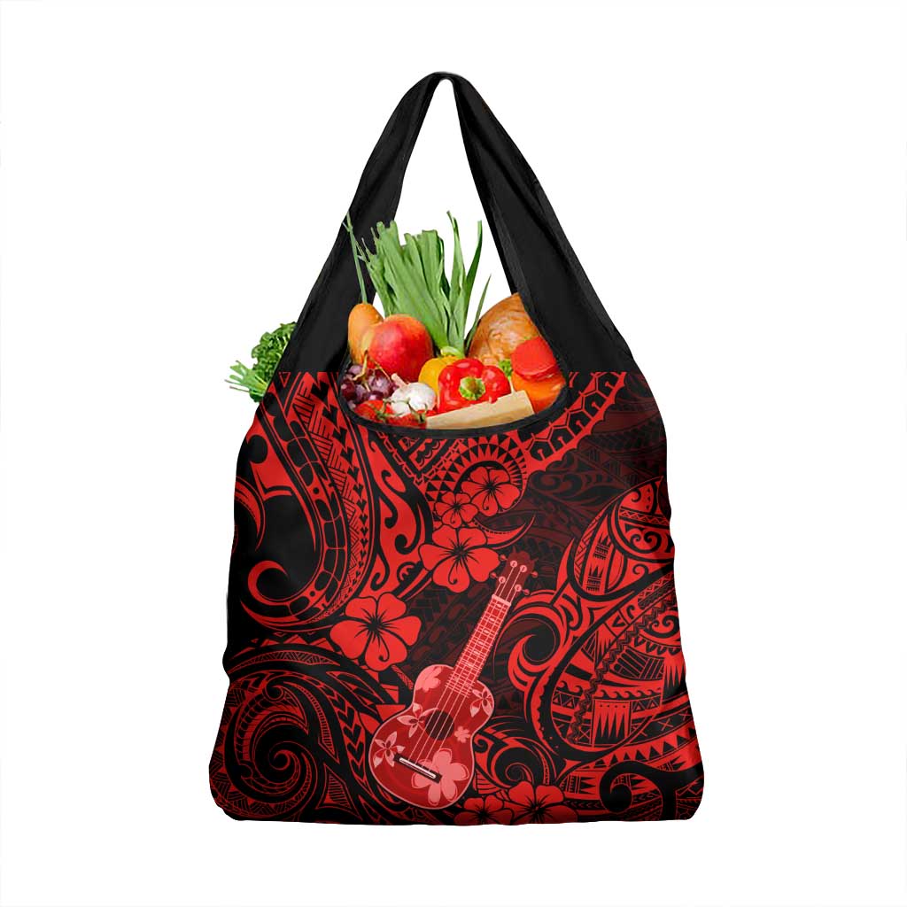 Hawaii Ukulele Grocery Bag Polynesian Pattern Red Version LT01 1-pack One Size Red - Polynesian Pride
