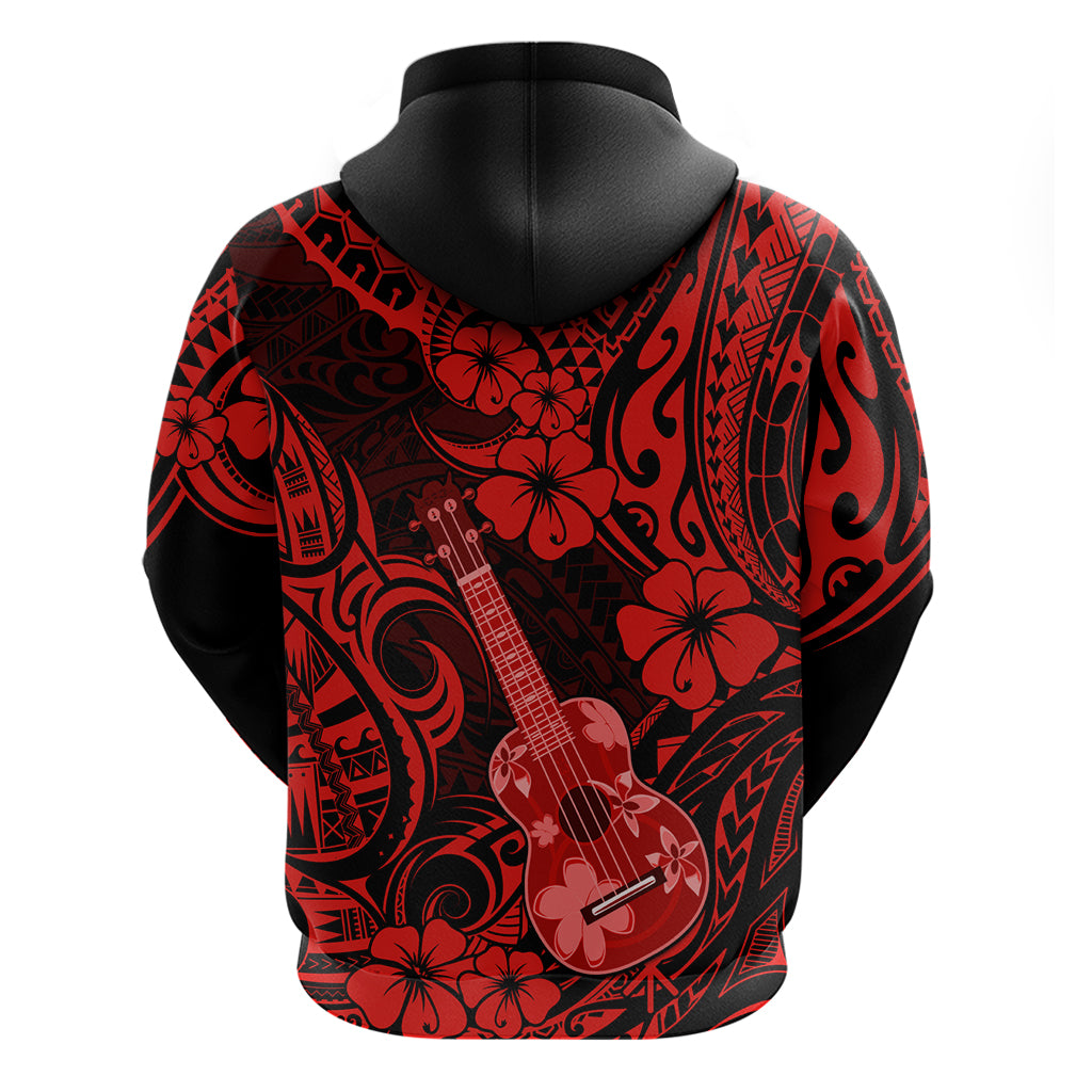 Hawaii Ukulele Hoodie Polynesian Pattern Red Version LT01 - Polynesian Pride
