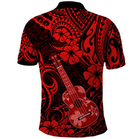Hawaii Ukulele Polo Shirt Polynesian Pattern Red Version LT01 - Polynesian Pride