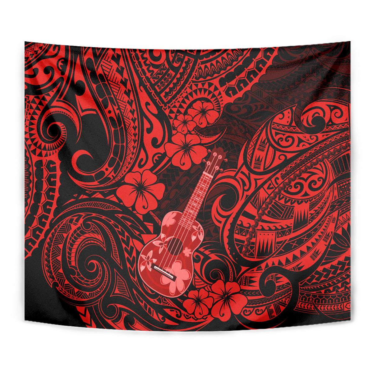 Hawaii Ukulele Tapestry Polynesian Pattern Red Version LT01 - Polynesian Pride