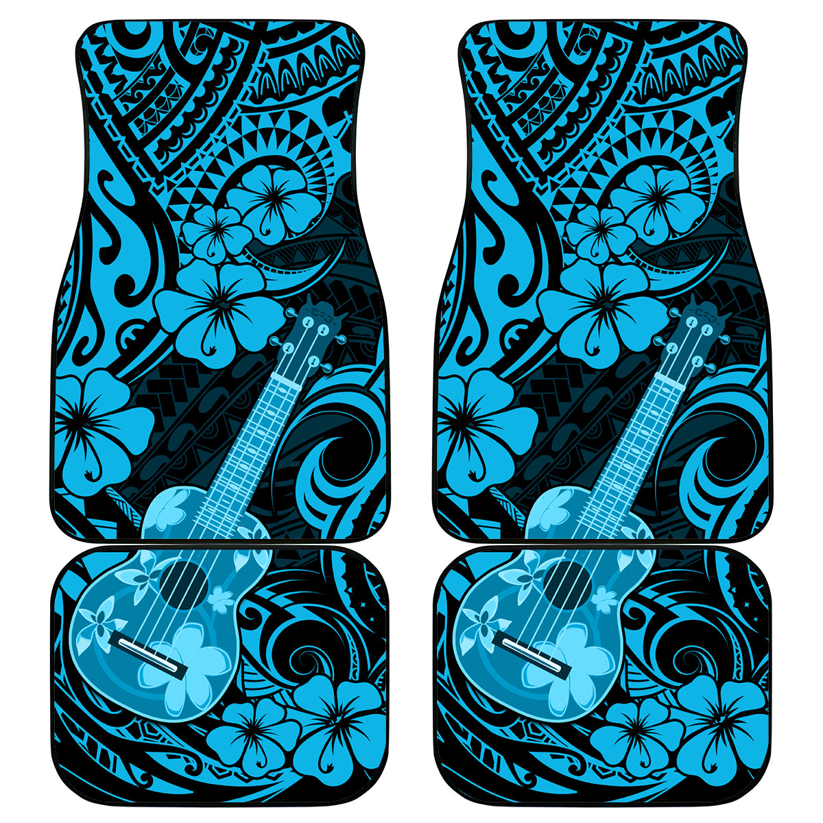 Hawaii Ukulele Car Mats Polynesian Pattern Sky Blue Version LT01 Blue - Polynesian Pride