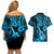 Hawaii Ukulele Couples Matching Off Shoulder Short Dress and Hawaiian Shirt Polynesian Pattern Sky Blue Version LT01 - Polynesian Pride