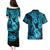 Hawaii Ukulele Couples Matching Puletasi Dress and Hawaiian Shirt Polynesian Pattern Sky Blue Version LT01 - Polynesian Pride