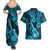 Hawaii Ukulele Couples Matching Summer Maxi Dress and Hawaiian Shirt Polynesian Pattern Sky Blue Version LT01 - Polynesian Pride