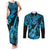 Hawaii Ukulele Couples Matching Tank Maxi Dress and Long Sleeve Button Shirts Polynesian Pattern Sky Blue Version LT01 Blue - Polynesian Pride
