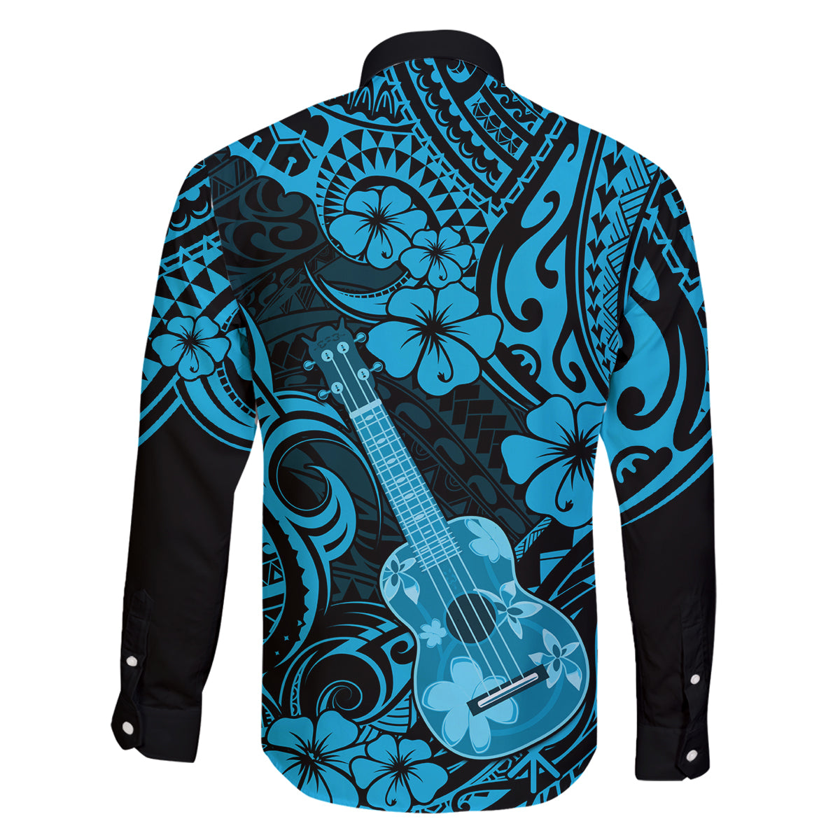 Hawaii Ukulele Family Matching Puletasi Dress and Hawaiian Shirt Polynesian Pattern Sky Blue Version LT01 - Polynesian Pride