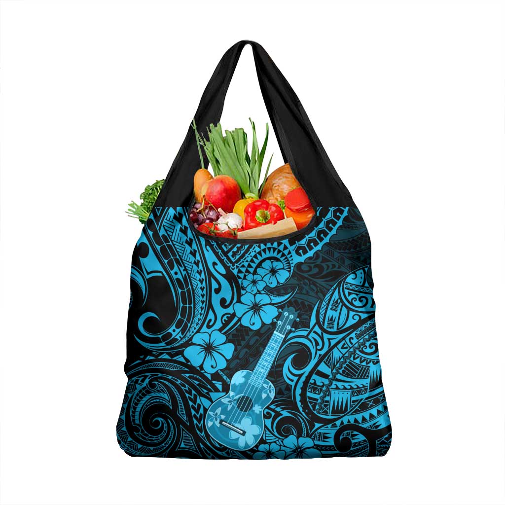 Hawaii Ukulele Grocery Bag Polynesian Pattern Sky Blue Version LT01 1-pack One Size Blue - Polynesian Pride