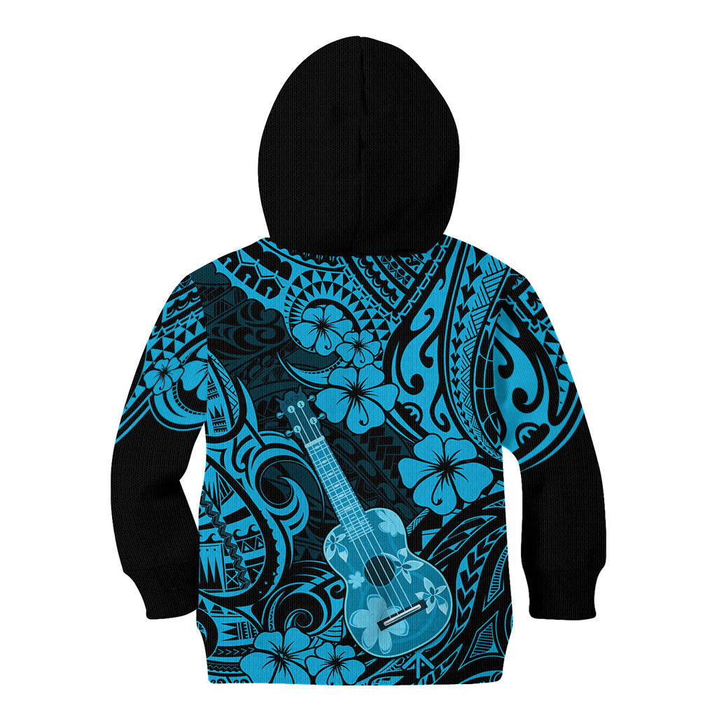 Hawaii Ukulele Kid Hoodie Polynesian Pattern Sky Blue Version LT01 - Polynesian Pride