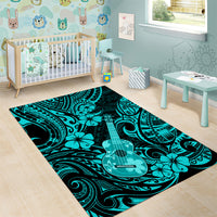 Hawaii Ukulele Area Rug Polynesian Pattern Turquoise Version LT01 - Polynesian Pride