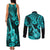 Hawaii Ukulele Couples Matching Tank Maxi Dress and Long Sleeve Button Shirts Polynesian Pattern Turquoise Version LT01 - Polynesian Pride