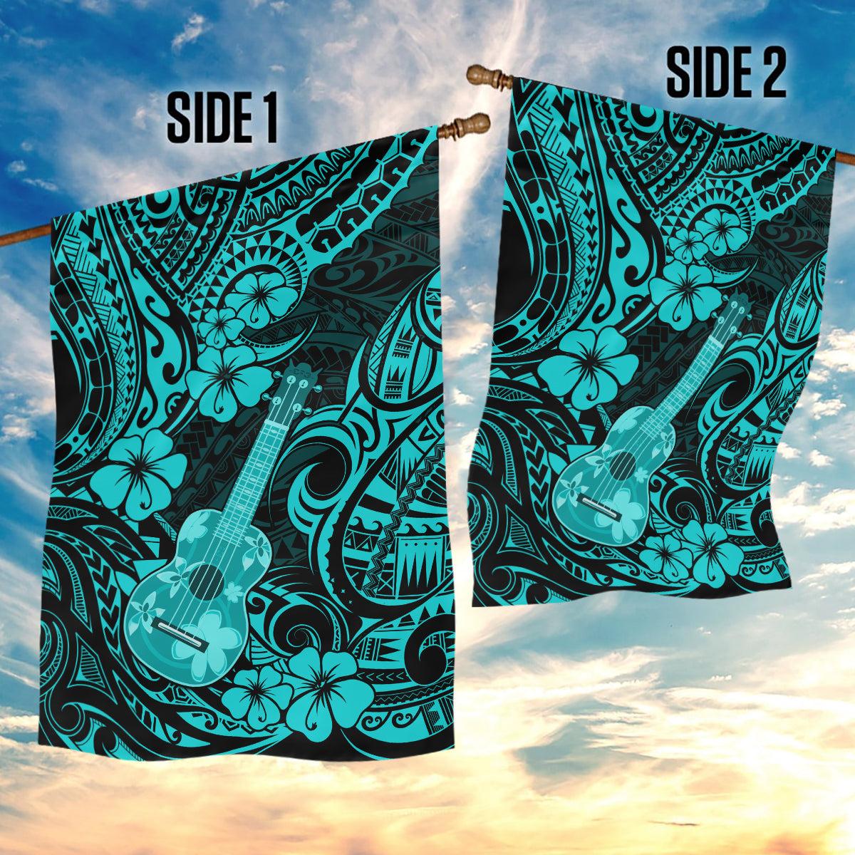Hawaii Ukulele Garden Flag Polynesian Pattern Turquoise Version LT01 - Polynesian Pride