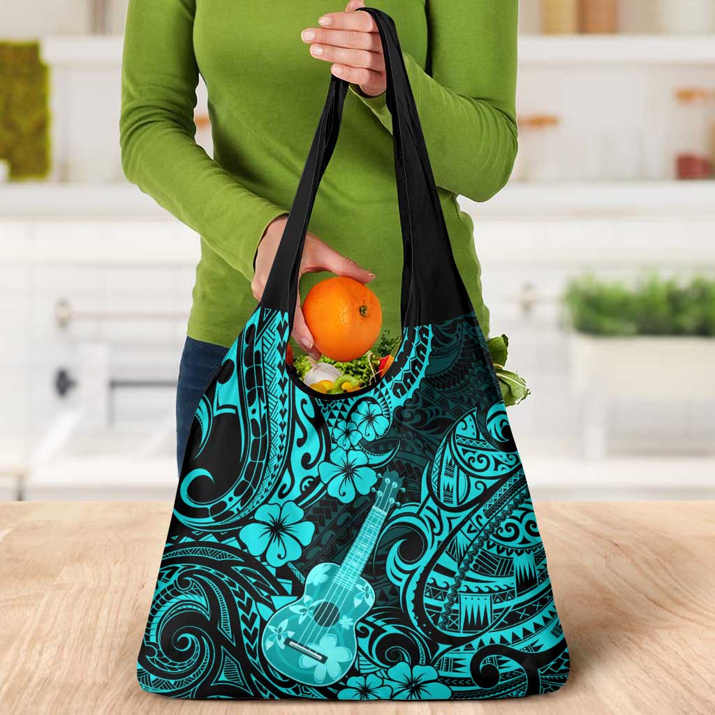 Hawaii Ukulele Grocery Bag Polynesian Pattern Turquoise Version LT01 - Polynesian Pride