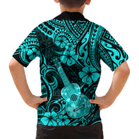 Hawaii Ukulele Kid Hawaiian Shirt Polynesian Pattern Turquoise Version LT01 - Polynesian Pride