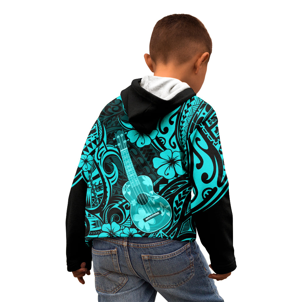 Hawaii Ukulele Kid Hoodie Polynesian Pattern Turquoise Version LT01 - Polynesian Pride