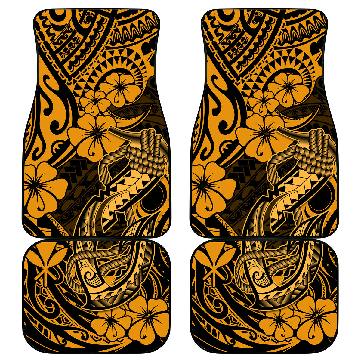 Hawaii Fish Hook Car Mats Polynesian Pattern Gold Version LT01 Gold - Polynesian Pride