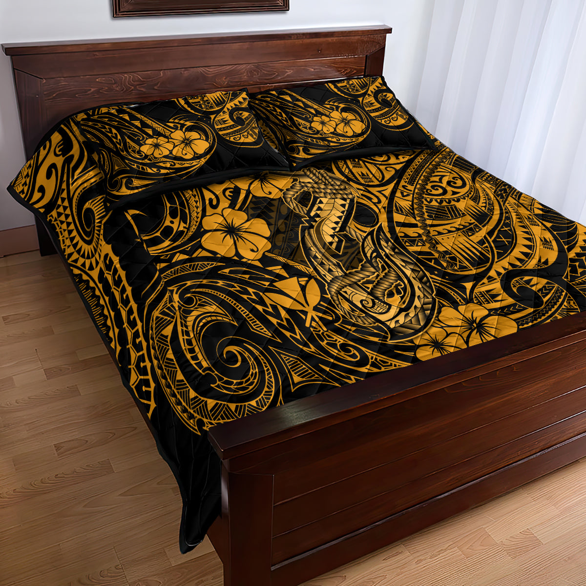 Hawaii Fish Hook Quilt Bed Set Polynesian Pattern Gold Version LT01 - Polynesian Pride