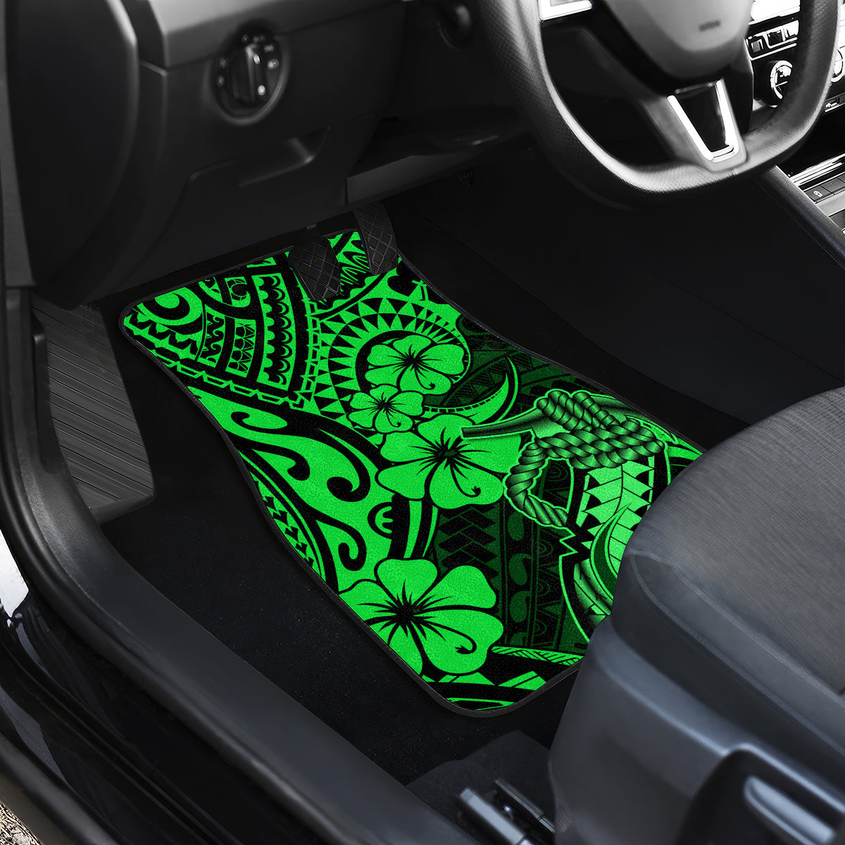 Hawaii Fish Hook Car Mats Polynesian Pattern Green Version LT01 - Polynesian Pride