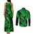 Hawaii Fish Hook Couples Matching Tank Maxi Dress and Long Sleeve Button Shirts Polynesian Pattern Green Version LT01 - Polynesian Pride