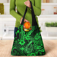 Hawaii Fish Hook Grocery Bag Polynesian Pattern Green Version